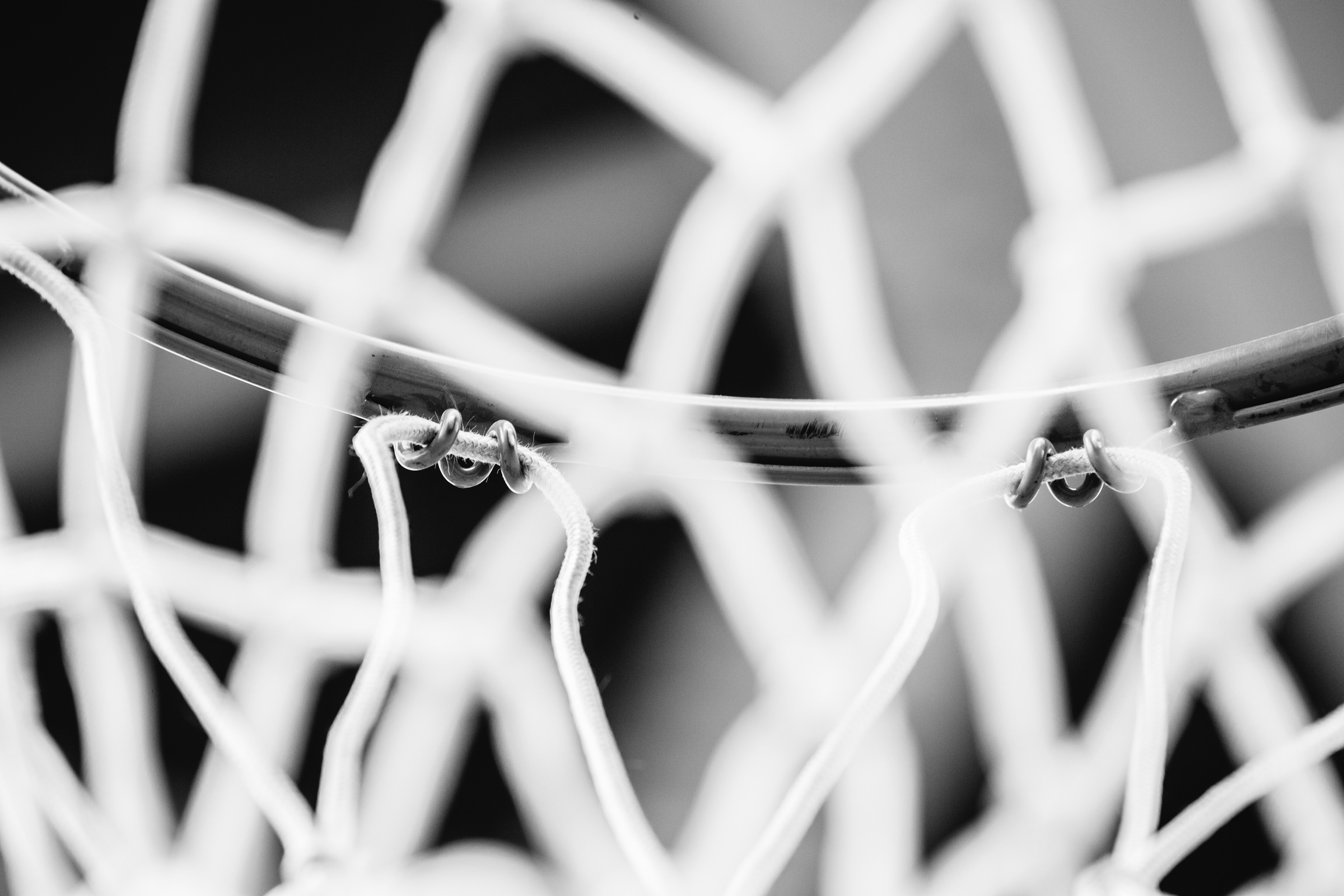 Black and White Photo of a Basketball Hoop